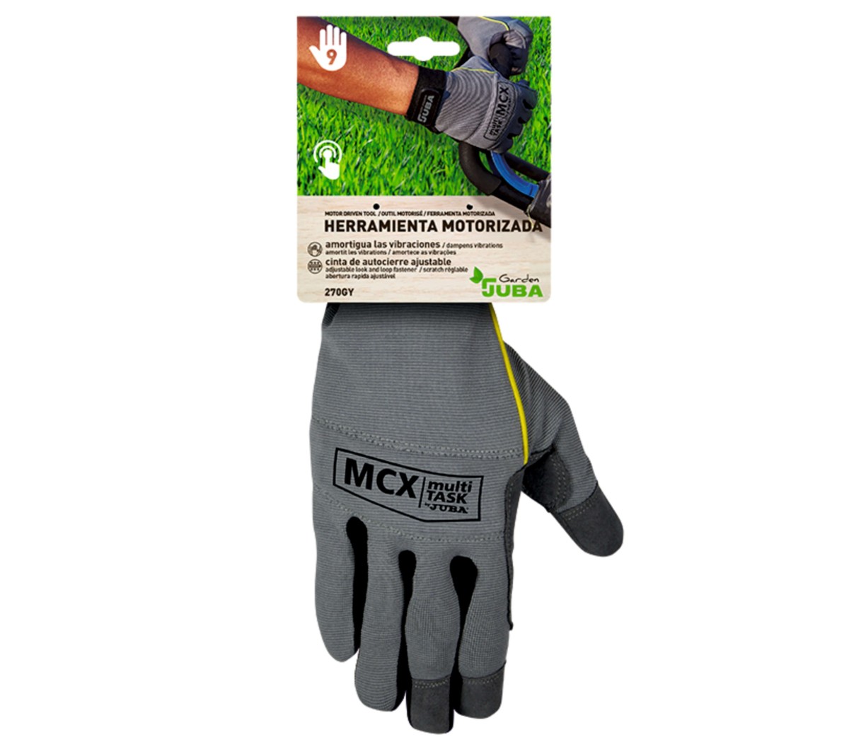 Guantes de piel sintética contra riesgo mecánico para herramientas  motorizadas JUBA HG270GY GARDEN