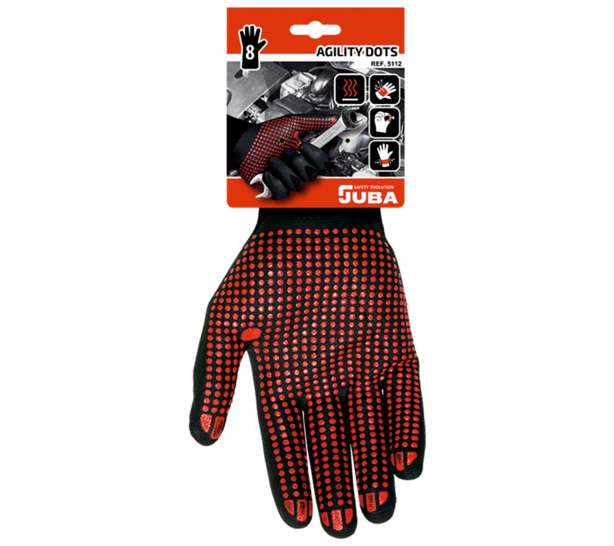 Guantes de nylon y lycra recubiertos de nitrilo contra riesgo mecánico/térmico  JUBA H5112 AGILITY DOTS