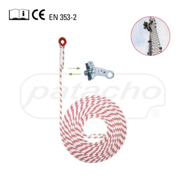 Línea de vida vertical con cuerda de 12 mm y bloqueador automático Patacho LI-266/KIT2